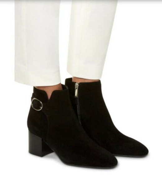 New Aquatalia Tacey Buckle Bootie Leather Suede size 10 M Black Rts:$495 Boots